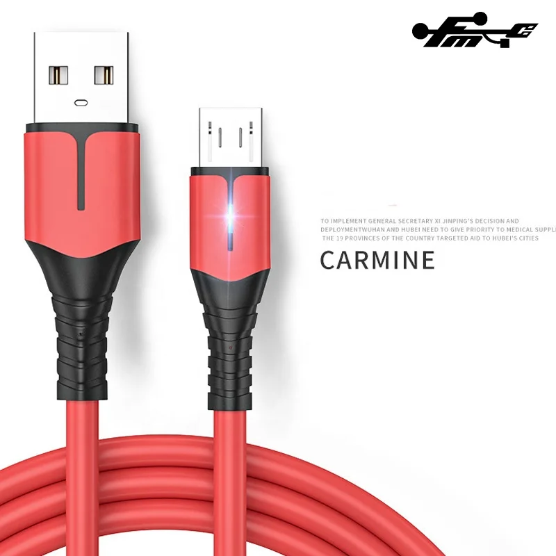 High Quality Soft Micro USB Cable Led Light Data Cable 3A Fast Charger Usb Cable Micro Pvc Silicone Standard Type C Stock TPE 1M
