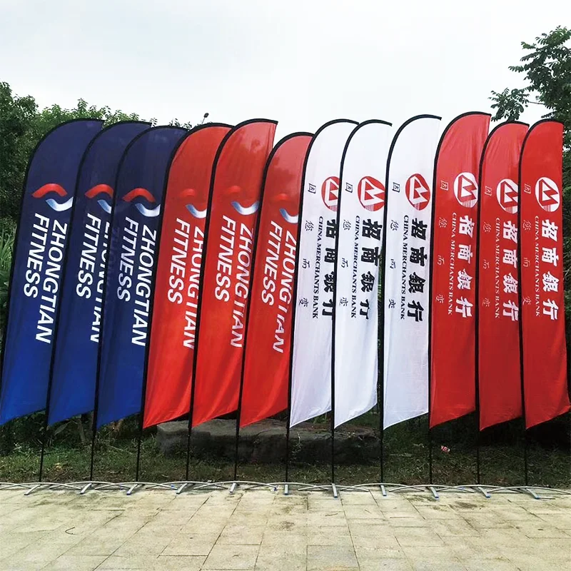 Beach Flag Single Feather Flag With Cross Base and Flagpole Graphic Custom Printing Outdoor Advertising Discounts