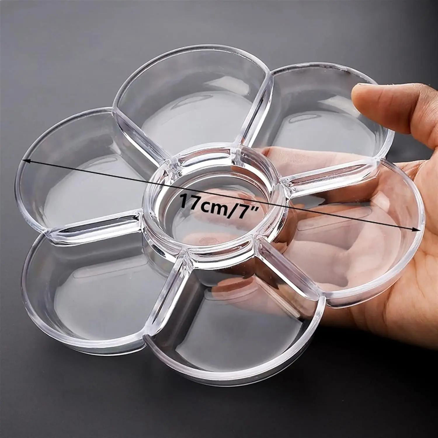 Wholesale 7 Wells Flower Shape Transparent Plastic Paint Pallet Artist Palette For Watercolor Acrylic Oil Painting