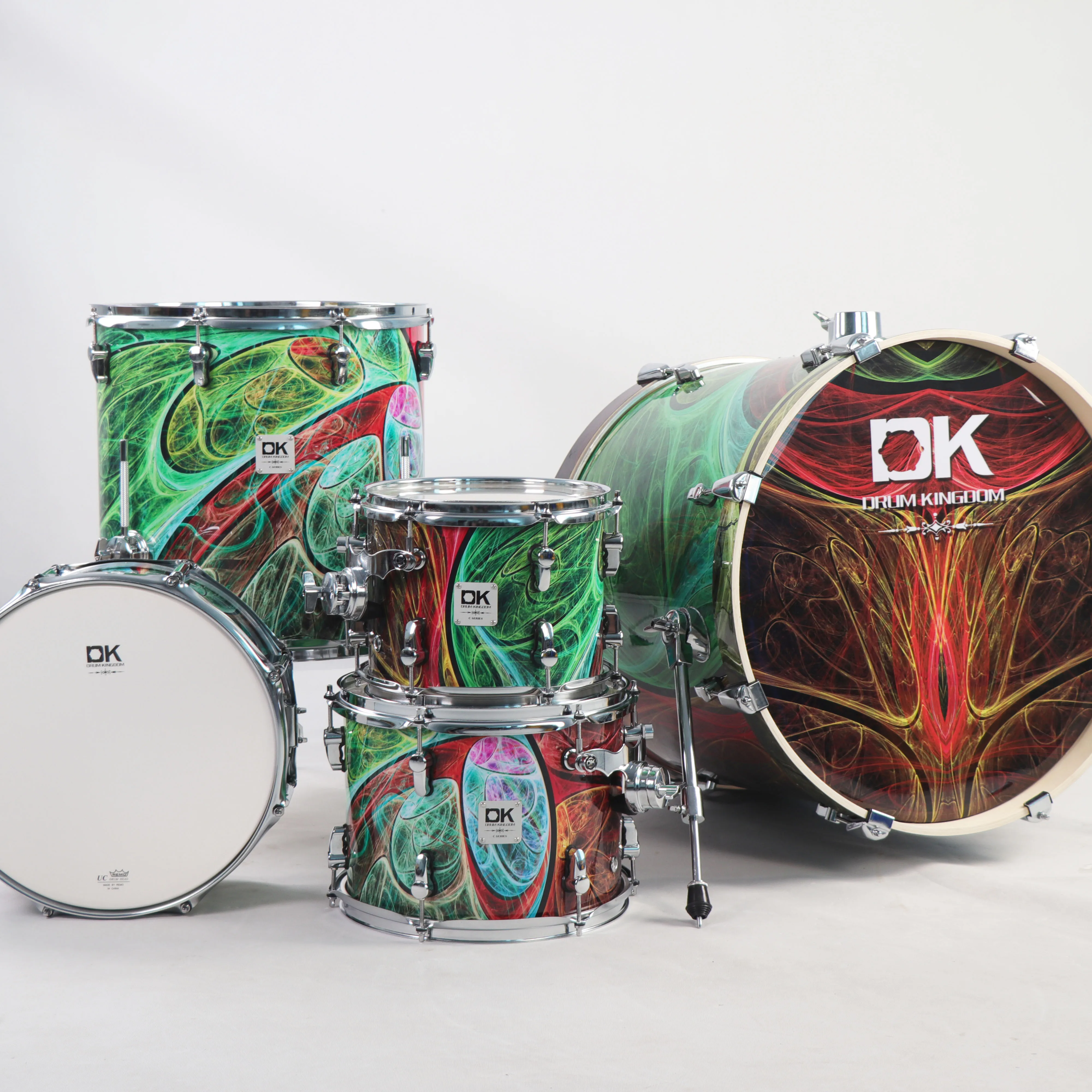 Good quality full size wood shell acoustic musical drum set