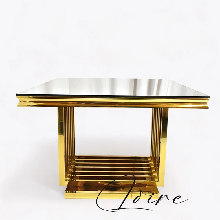 Luxury Event Cake Gold Stainless Steel Bar square Cocktail Table For Hotel Wedding Rental Wedding Banquet Furniture