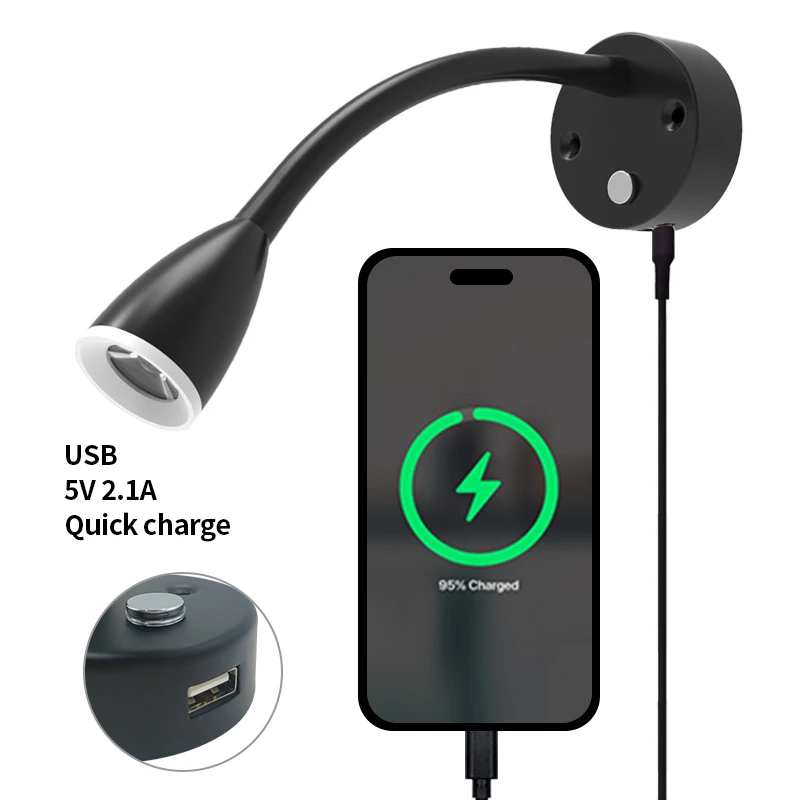 Quality Boat Light Ship Wall Surface Mounted Lamp Led RV Reading Light Touch Switch USB touch switch reading lamp led light