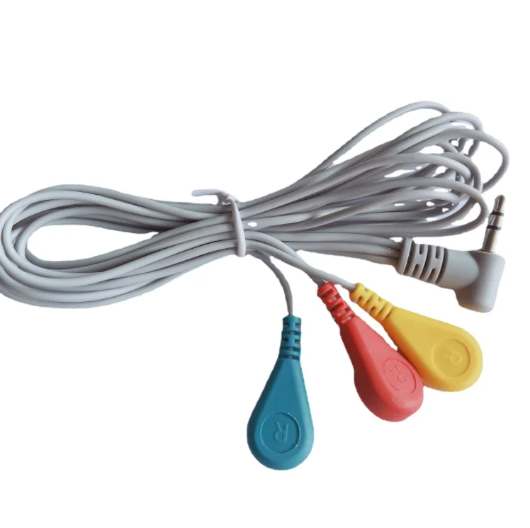 4.0 electrode button lead line ECG connection wire monitor shielded wire button type physiotherapy line