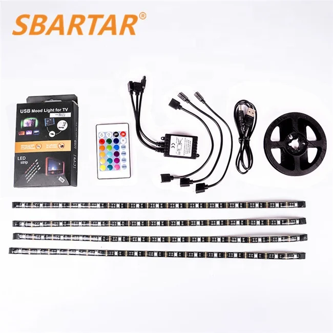 USB 5 В Комплект подсветки телевизора Светодиодная лента 5050 RGB полоса света RF контроллер