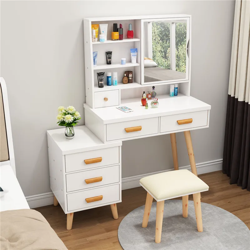 Modern Corner Dressing Table Saving Space Dressing Table with Mirrored Vanity Dressers