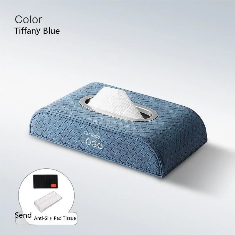 2024 Customizable LOGO Factory Car Accessories Armrest Tissue Holder Napkin Bag None Toxic Car PU Facial Tissue Box Organizer