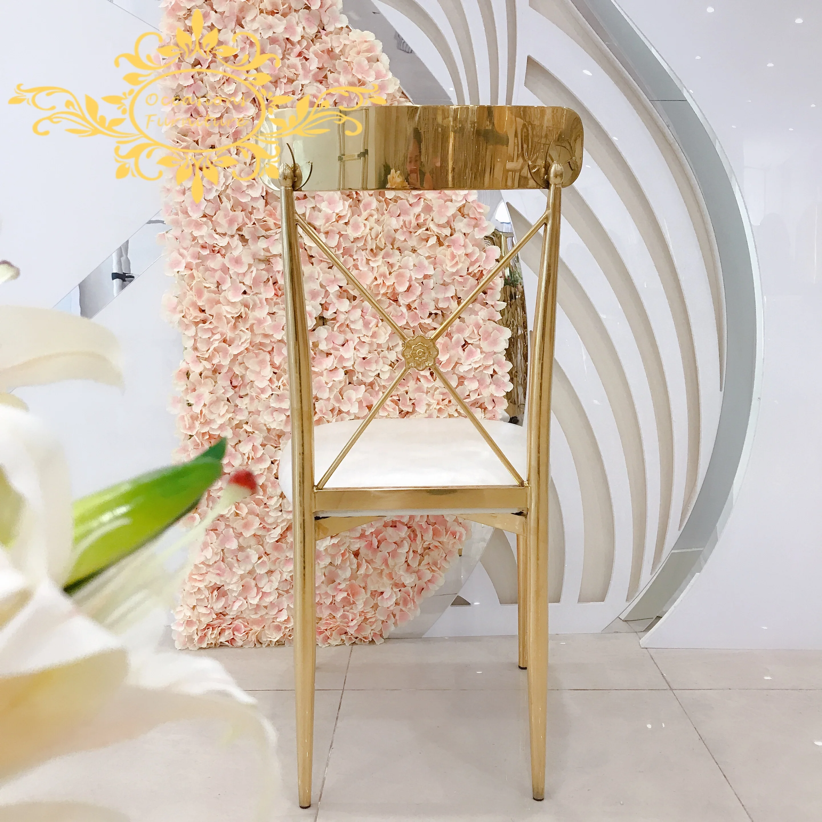 Simple design cross Back Dining Chair for Wedding Party indoor party chair rental Events Commercial Furniture