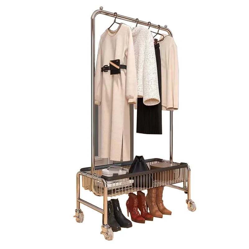 Multi-layer Clothes Shoes Rack Floor Simple Double-Pole Indoor Bedroom Clothes Rack