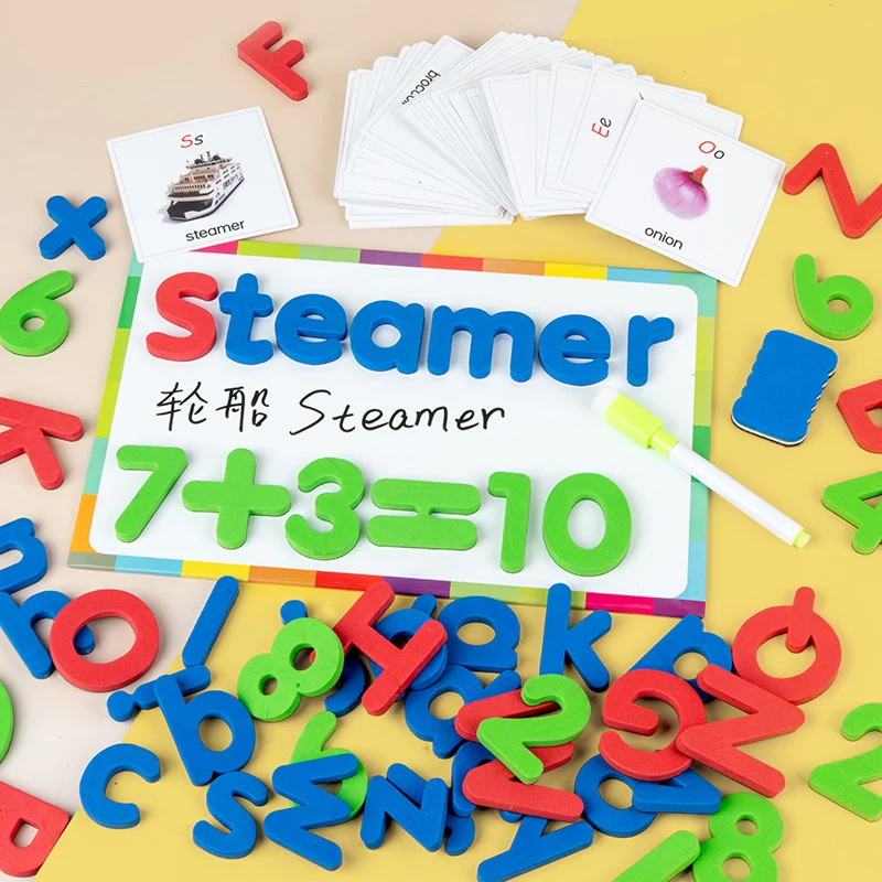 
EVA Magnetic Letters And Numbers Drawing Writing Board Montessori Educational Spelling Scrable Toy for Kids Kindergarten Tools 