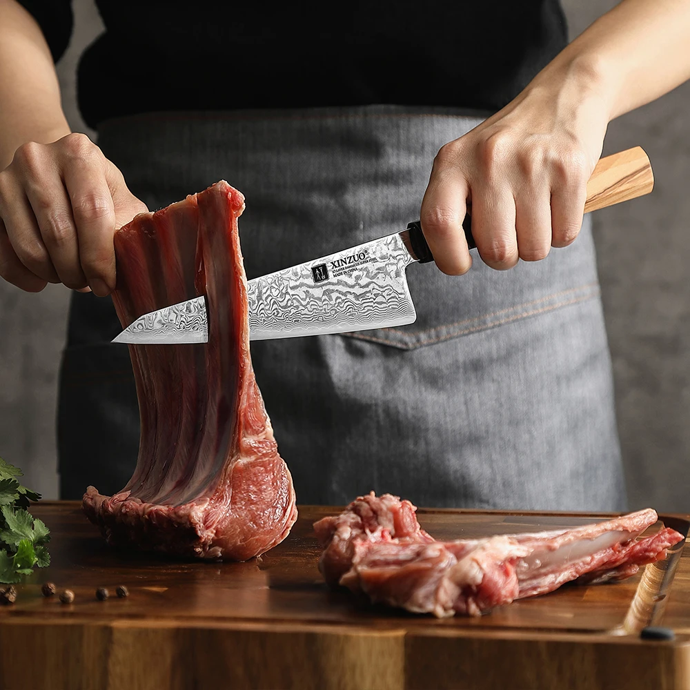 XINZUO New Damascus Steel Honesuki Knife 6' High Carbon Japanese Boning Knives