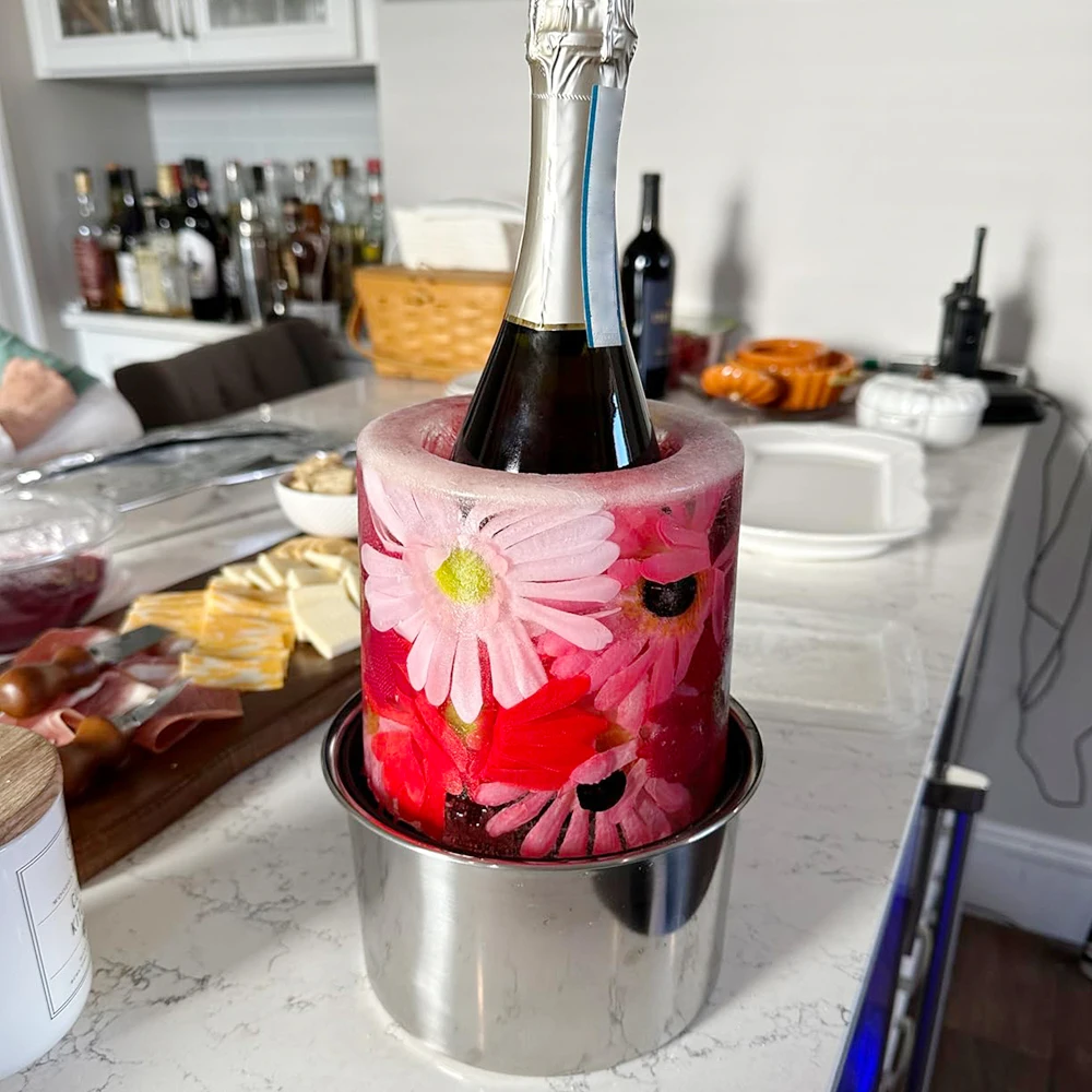 party cocktail bar accessories freezer champagne flower rose ice cube holder mold wine cooler bottle chiller bucket molds