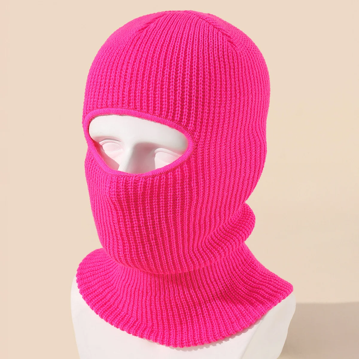 Wholesale Custom Ski Mask Beanie Face Cover Nylon Winter Knitted Balaclava Custom 1 One Hole Full Face Outdoor Bandit Mask Hat