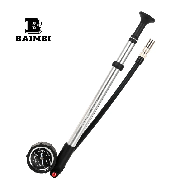 BM 300 PSI Portable Bicycle Fork Air Pump with Psi Pressure Gauge High Pressure Mini Bicycle Hand Pump