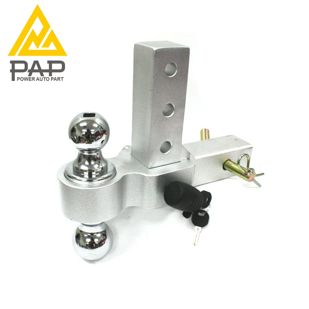 Manufacturer Direct Selling Silver Stainless Steel Boat Trailer Parts Dual Ball Adjustable Drop Hitch Ball Mount