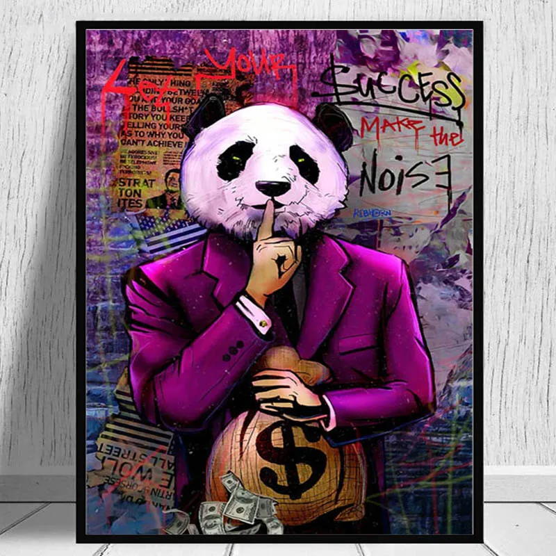 
Panda Let Your Success Make The Noise Motivitional Quotes Wall Art Picture For Home Decor Caudros Living Room Decoration Canvas 
