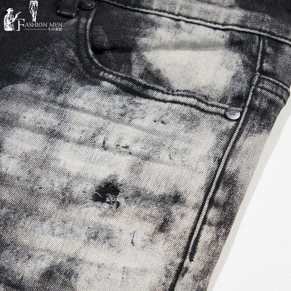 new fashion jeans pants wholesale custom logo Slim Fit distressed jeans men skinny denim jeans men denim