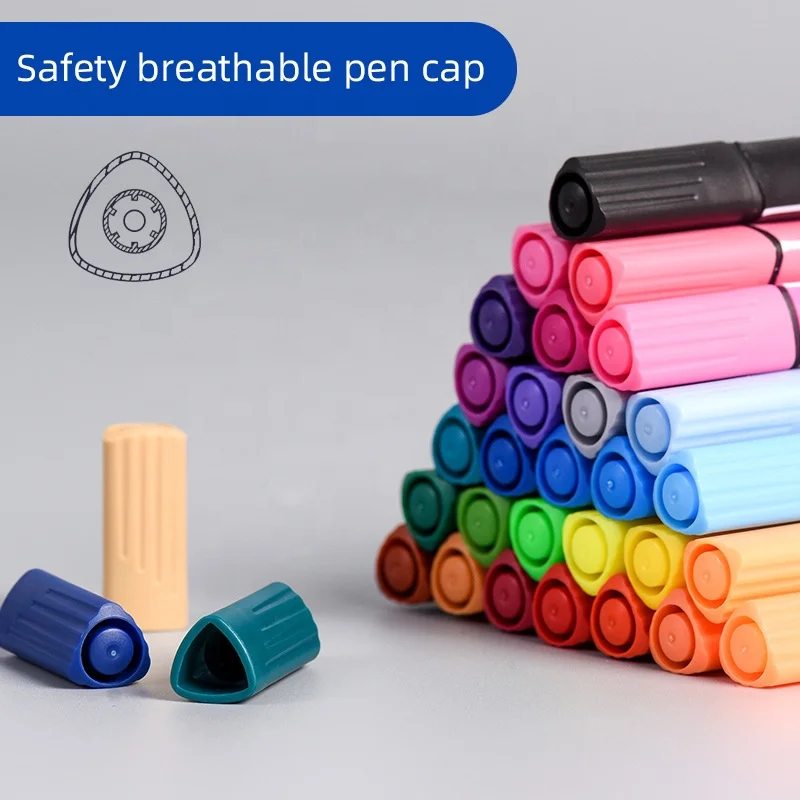 Triangular Watercolor Pen for Children Students Drawing Pen for Primary School Washable Pen Graffiti Marker Case
