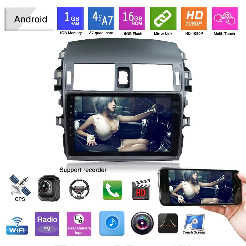 10 1 дюймовый радиоплеер Автомобильный видео GPS мультимедийный стерео Android для Toyota Corolla 2008 2009 2010 2011 2012 2013