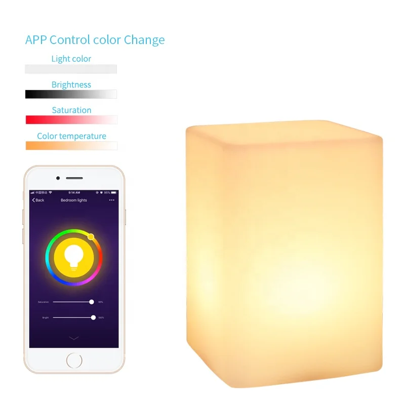 Приложение Wi Fi управление квадратный 10 см usb зарядка кровать лампы smart led ночник для