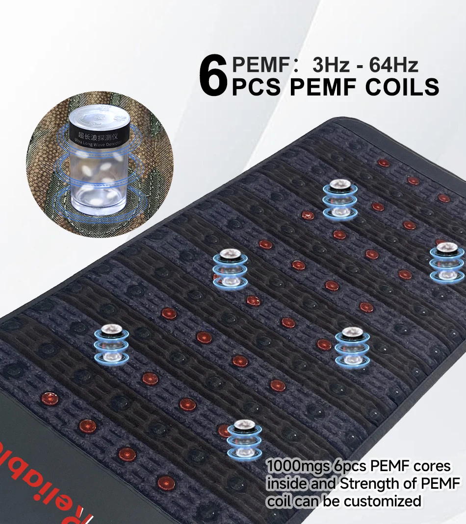 full body pemf mat negative ion red light therapy amethyst stone healing therapy infrared heating magnetic device mat with tens