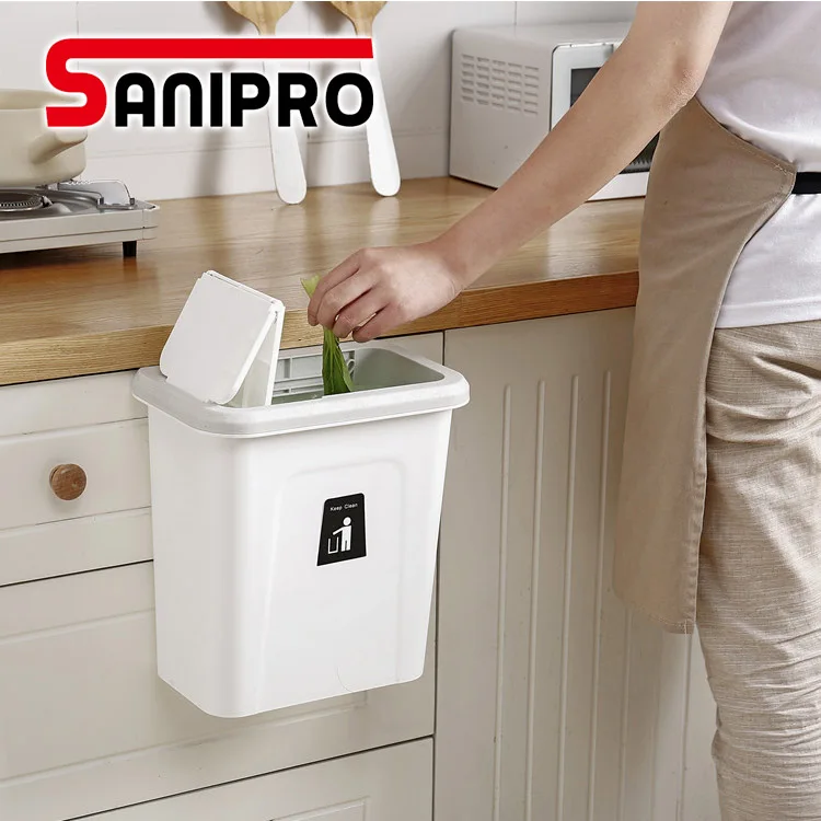 Sanipro Kitchen Over Cabinet Basket Wastebaskets Multifunctional Hanging Trash Can Waste Bins Garbage Containers