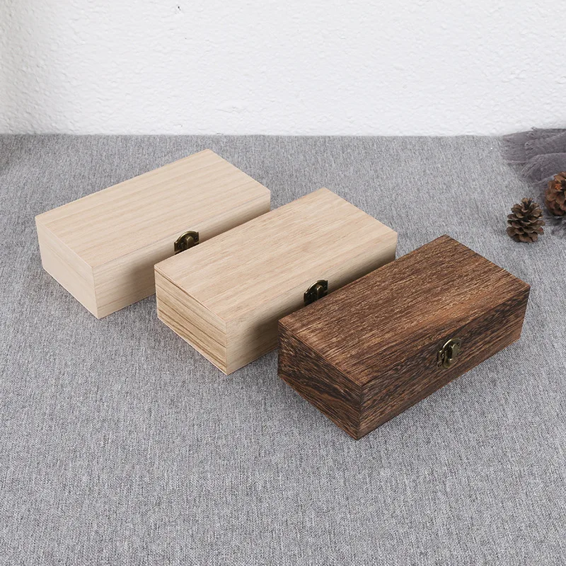 Custom LOGO Decorative Storage Box Wooden Ring Jewelry Box Wood Box With Hinged Lid