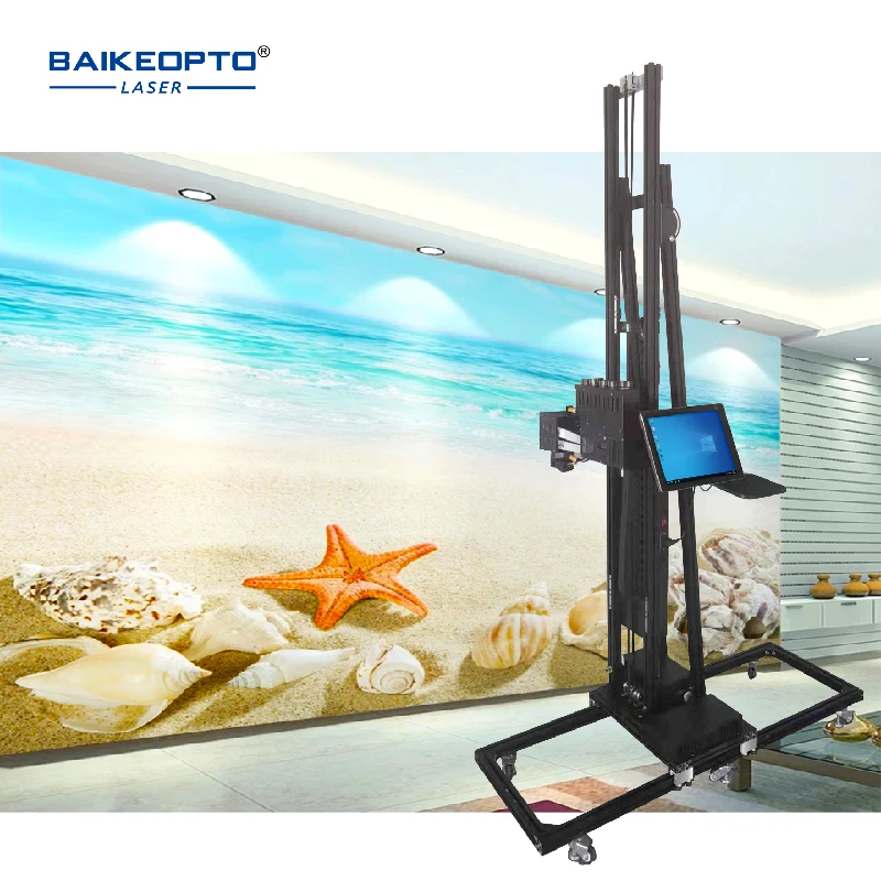 DX10 Three-head 5 Color CMYKW UV Inkject Wall Printer Machine Vertical Printer for Putty Wall / Car Surface / Glass Surface