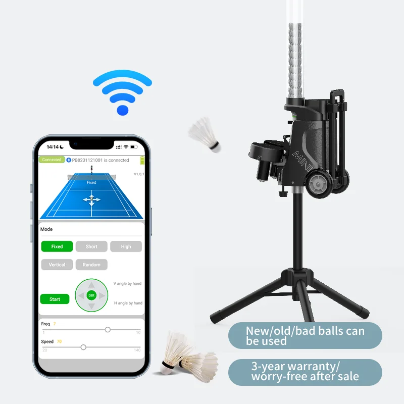 2024 Hot Sale Automatic Badminton Serve Machine Badminton Trainer Training Machine With Variable Speed Shallow and Deep Balls