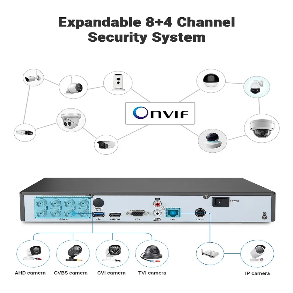 Наружная Проводная система видеонаблюдения 4K, 8 каналов, 4 камеры, IP67, погодозащищенная, 100 футов, EXIR ночное видение, H.265 + кодирование