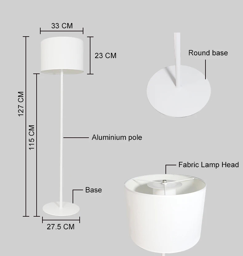 Factory Price flat pack Tall Standing Living Room Home Decor Hotel Led round fabric Floor Lamp