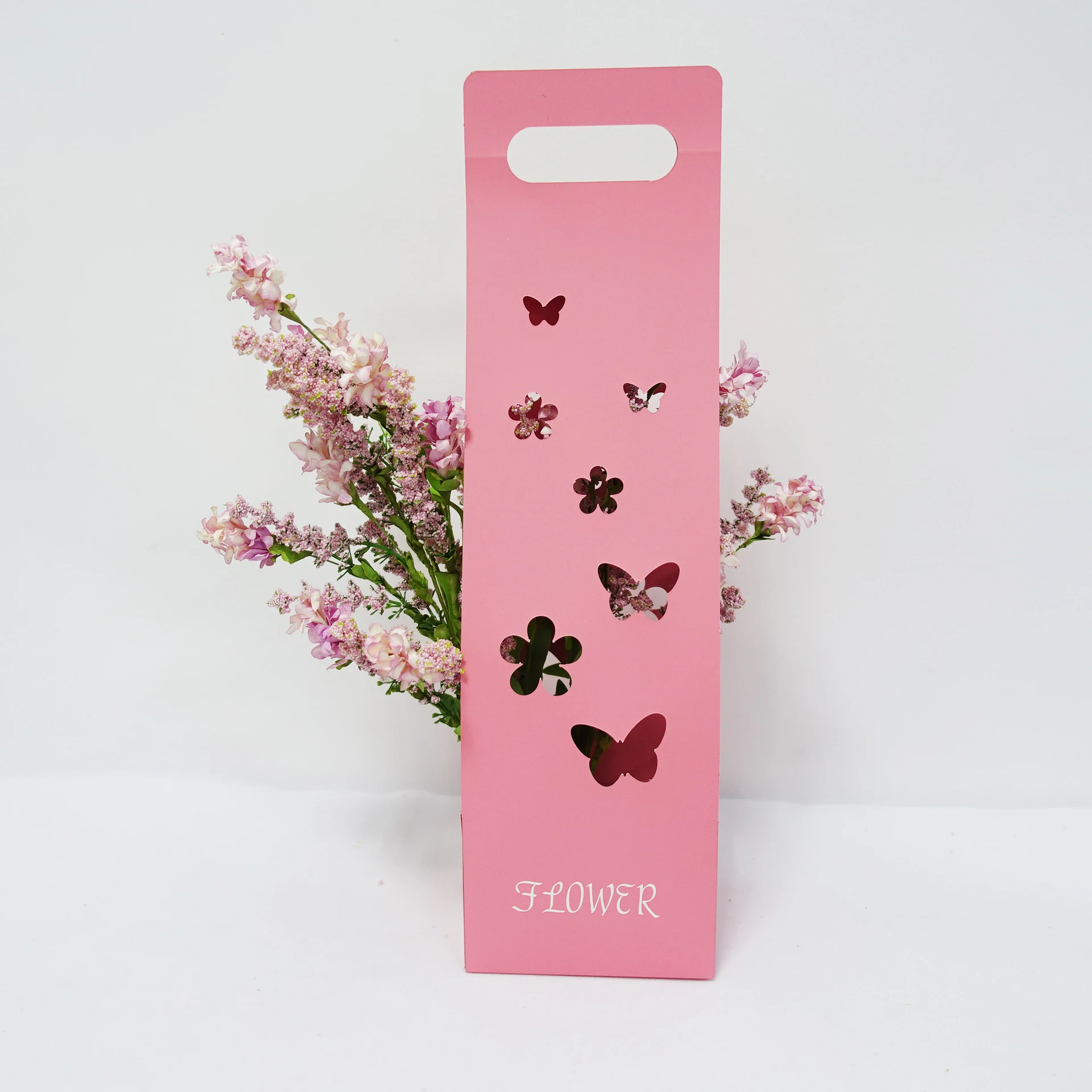 Fashion kraft paper flower carrier paper bag