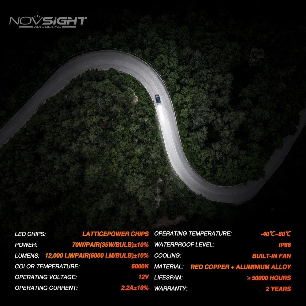 F10 h4 led headlight 70w Novsight led light bulb 6000k Motorcycle Canbus 12000lumen auto Car Led Headlight