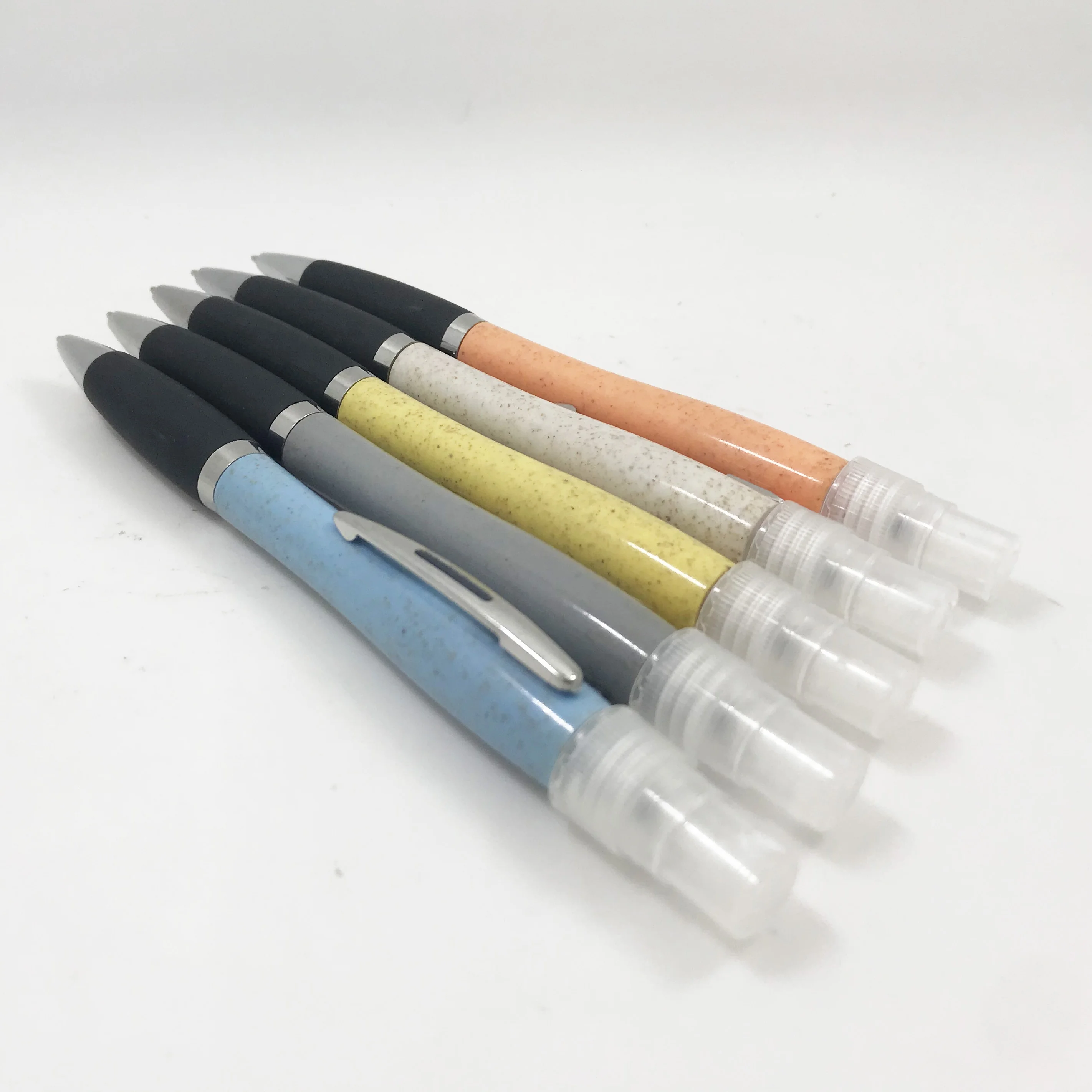 Wheat straw material spray pen fill with sanitize or alcohol inside