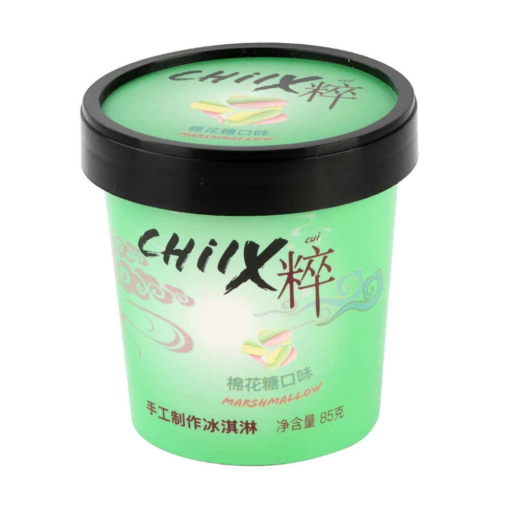 wholesale 3oz - 32oz custom printed disposable biodegradable paper cup dessert ice cream packaging with lids