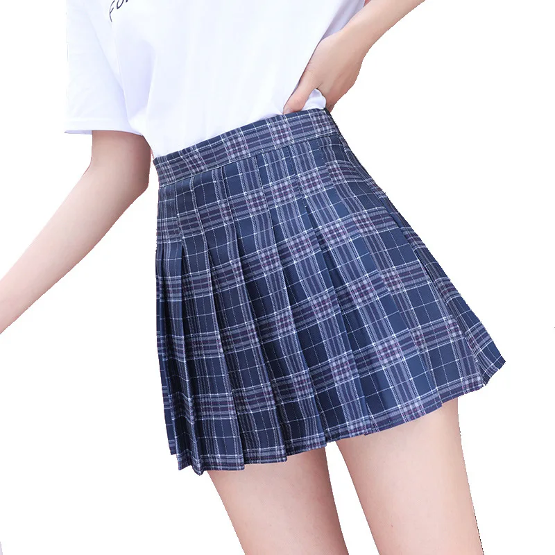 2022 Euphoria Women Fashion Summer High Waist Plaid Pleated Skirt  Female Mini A-Line Stitching Button Bottom Girls Dance Skirts