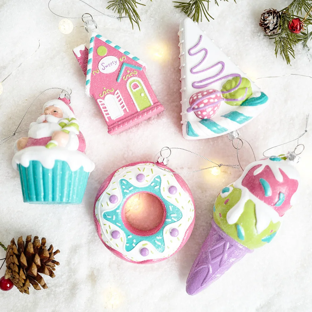 In Stock Hot Sale Pink Unique Ice Cream Ornaments Christmas Ball Tree Decoration