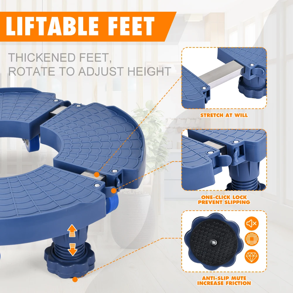 VERTAK Indoor Rollable Plant Dolly Adjustable Wheeled Planter Saucer Tray Anti-skid Plant Pallet Caddy with 4 feet & 4 wheels