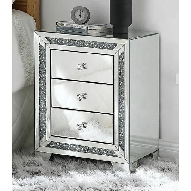 Hot Sale Crushed Diamond Mirrored Nightstand Bedside Table