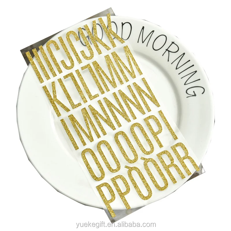 Big Letter Alphabet Glitter Sticker Sheet Custom Transparent PVC Sticker Waterproof for Scrapbooking Decoration