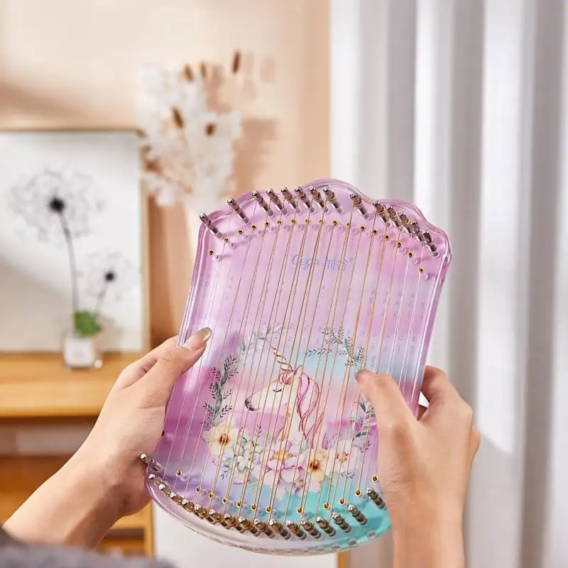 portable musical instrument hapika lyre harp free custom logo 17 strings with case