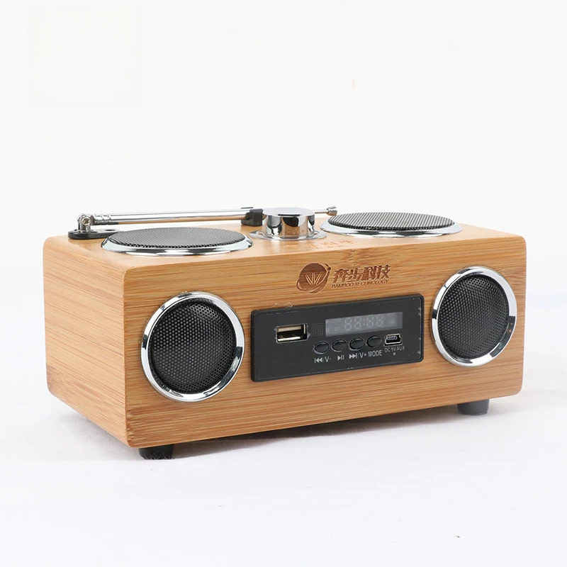 Bamboo Mini Portable Wireless Classic Speaker Sound  Business Gift Rechargeable Speaker