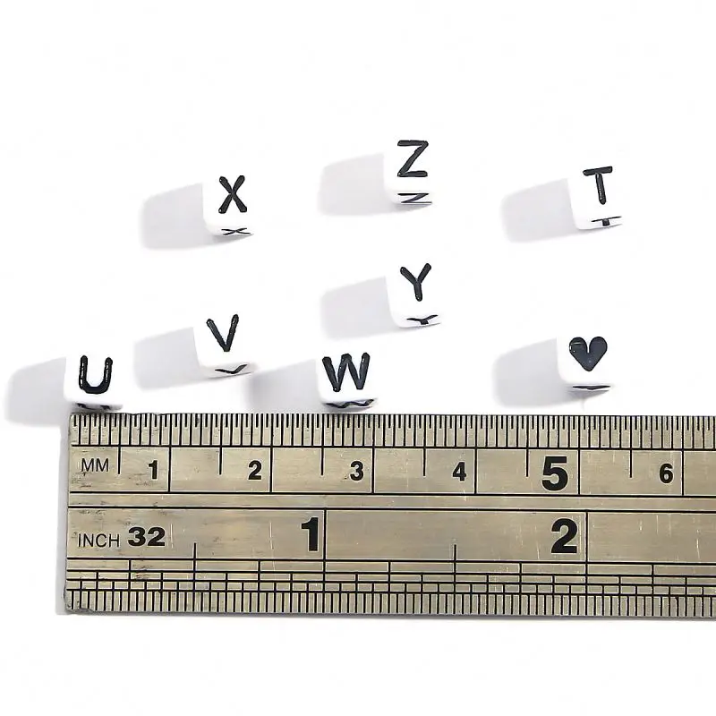 100pcs/Pack 6x6mm Plastic Acrylic English White Cube Letter Beads Alphabet Beads Text Beads