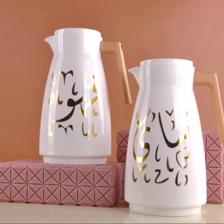 1000ML Vacuum Flask Metal body Glass liner coffee thermos Two Carafe Piece Tea Pot Set Dallah Jugs for Sale