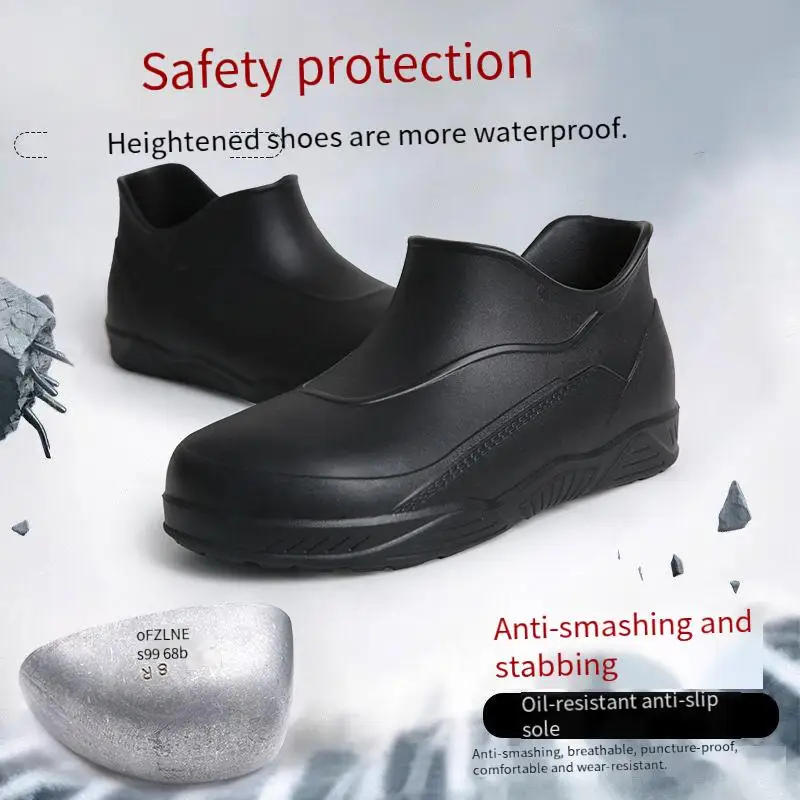 Hot Selling Waterproof Black Chef Shoes Men Slip On Non-Slip Chef Shoes Resistant Kitchen Safety Working Shoes