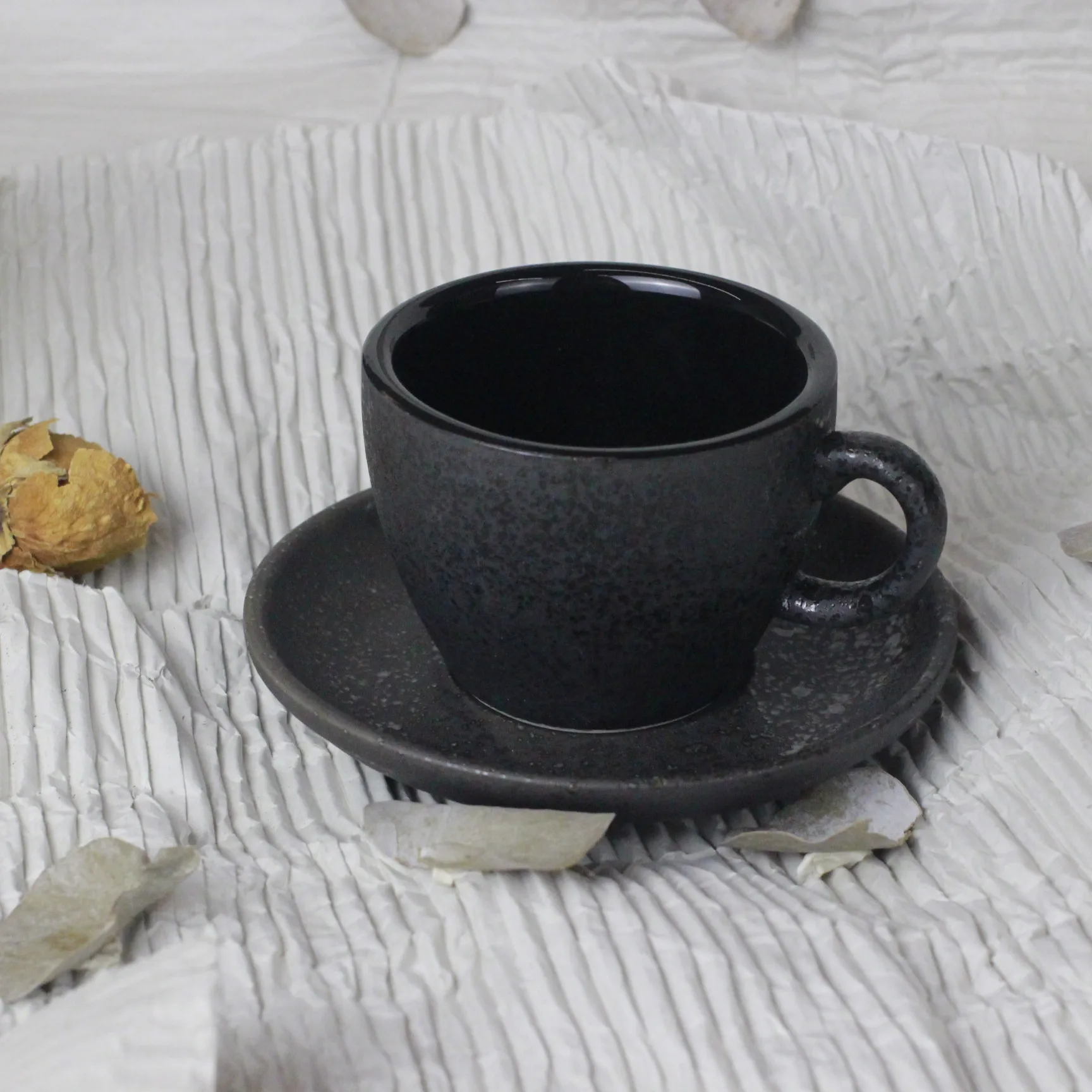 LEXI High quality Fashion cups with different styles inside and outside rain flower stone espresso ceramic cup