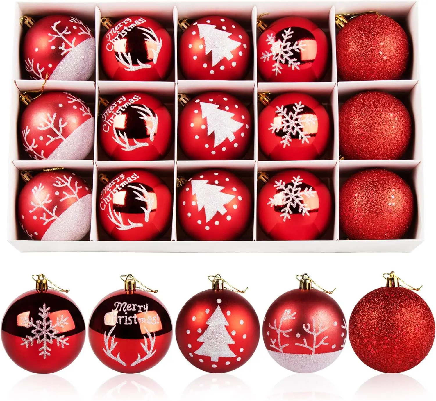 yiwu Merry Tree hot sale 8cm red and white painted plastic Christmas Decorations