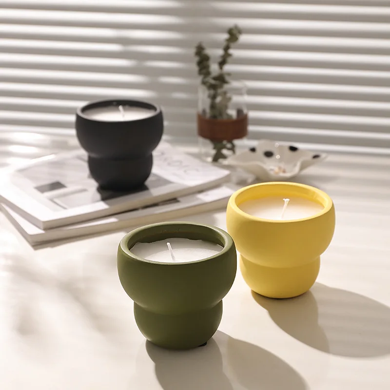 The best-selling handmade ceramic concrete container candle holder luxury aromatherapy soy wax aromatherapy candle