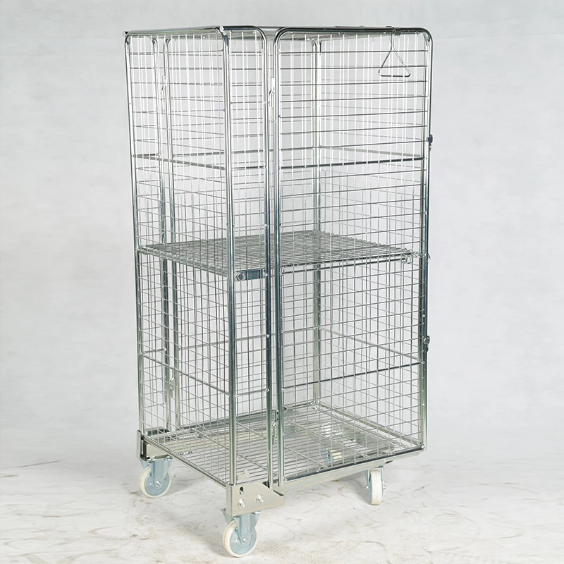 Customized sizes high quality hevy duty European foldable steel logistics roll cage roll container metal mesh trolley