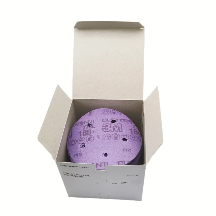3M Stikit Disc 775L film sanding disc hook and loop 5 in 240#, 320 Coating Cut Cutting Angle Flute Purple cubitron II