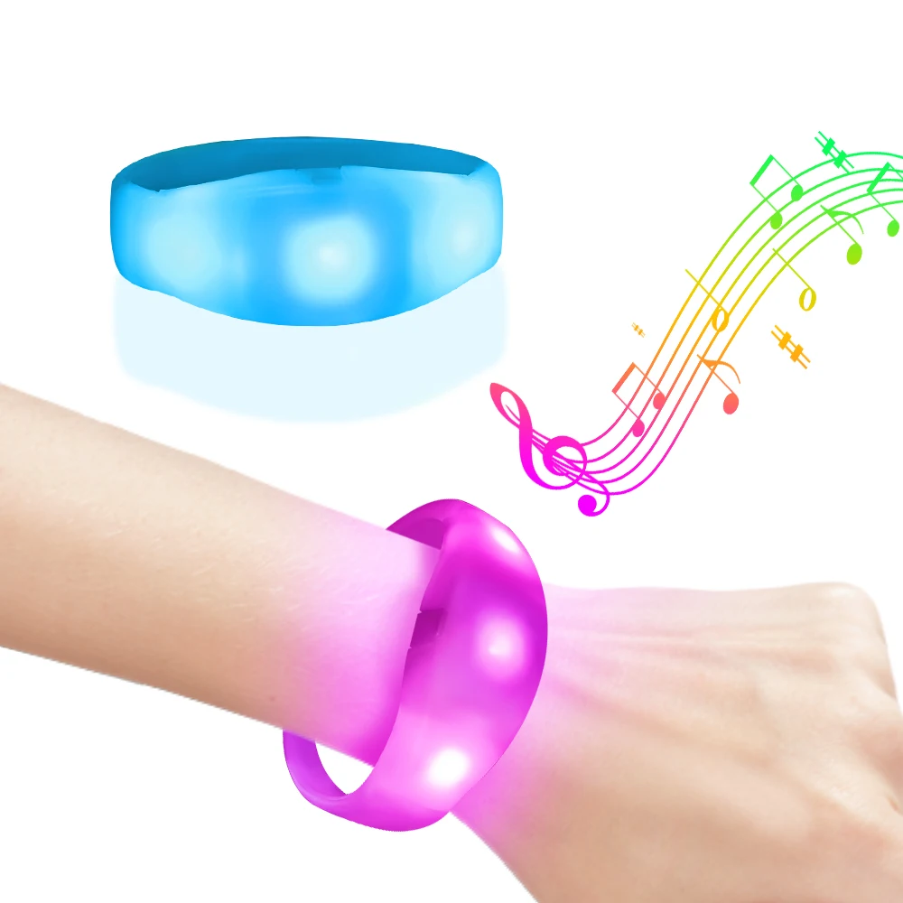 Wristband Glowing in Dark Lights Custom Voice Control Silicone Props Light up Bracelets Sound Activated Led Bracelet